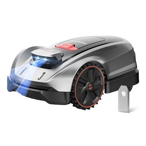 Sunseeker X3 Plus Robot Lawn Mower, Wire-Free Robotic Mower for 0.3 Acre, RTK + Vision AI Navigation, Vision AI Obstacle Avoidance, Ride-on-Edge Cutting, App Control.Multi-Zone Management