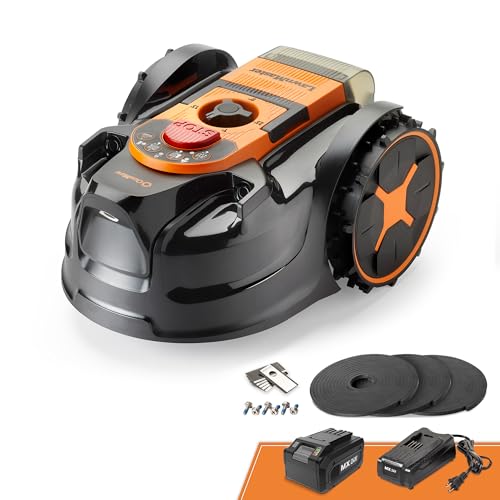 LawnMaster OcuMow VBRM601YCM AD Robot Mower with Parallel Cutting | Cuts Small Lawns up to 2600 Square Feet, Optical Navigation, Obstacle Avoidance, Low Noise, No Go Function