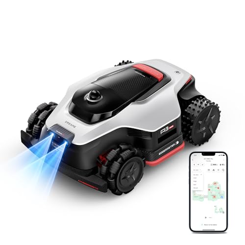 DREAME LiDAR 5000 Robot Lawn Mower A3 AWD Pro Wire Free No RTK, 4WD for 38.7° Slopes, Dual AI Vision Robotic Lawn Mowers,Dual-Disc Cutting 15.8" Width, Smart Zero-Edge, App Control for 1.25 Acre