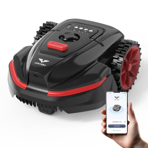 LEBOSBO V3 Robotic Lawn Mower with AI Vision Obstacle Avoidance, Smart APP Control, Low-Noise Operation, Adjustable Cutting Height, No-Go Zones, Ideal Robot Lawn Mower for Lawns Up to 1600 Sq.Ft