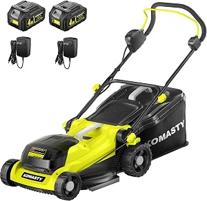 KOMASTY 40V Electric Lawn Mower 15" Cordless Battery Powered Mower, 2 in 1 Mulching L